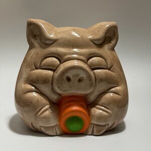 Vintage Seattle Pike Place Market Piggy Bank Hand Signed Sandoval 1981